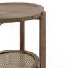 Tora Solid Wood and Cane with Glass Side Table In Danish Walnut Finish