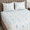White Floral 400 TC Cotton Fitted Super King Size Bedsheet With 2 Pilllow Covers  Threads