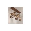 Symmetric 5 Series Brown Solid Wood Cluster Hanging Light