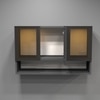 Aluminium Black Profile 3 Tinted Glass Handless Shutter  In Slate Grey Finish