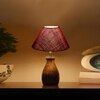 Devansh Maroon Jute Table Lamp With G Wood Natural Base (10X12.5 Inches)-34