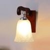 Devansh Solid Wood Electric Wall Light in Brown Colour with White Shade Count of 1 Light