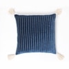Tasseled And Embroidered Blue-White Cushion Cover