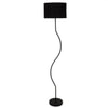 Romy Black Cotton Floor Lamp with Solid Wood