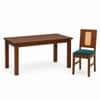 Globally Indian Fleur Solid Sheesham Wood 6 Seater Dining Table Set 6 Chairs Teal Blue