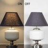 RAMZI Chrome Finish Metal And Frosted White Glass Table Lamp With Black Cotton Shade