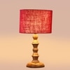 Devansh Maroon Jute Table Lamp With G Wood Natural Base -(7X7X15.5 Inches)-12