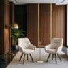 Wella Swivel Solid Wood Dining Chair Set of 2 in Beige Fabric