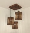 Elegant Brown Solid Wood Cluster Hanging Light
