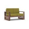 Parson 2 Seater Wooden Sofa In Teak Finish (Green Olivia)