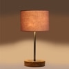Devansh Grey Cotton Table Lamp With  Natural  Wood Base  & Steel Pipe (7X17 Inches)-7
