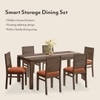 Atlas Crest Storage Solid Wood 6 Seater Dining Table With 6 Atlas Dining Chairs (Finish : Danish Walnut, Chair Colour : Burnt Orange)