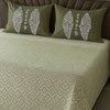 Multicolor Green Shade Abstract 400 TC Cotton Flat Super King Size Bedsheet With 2 Pilllow Covers