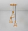 Klimt 3 Light Ceiling Pendant In Brass Finish Metal With Amber Rippled Glass Shades