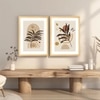 Boho Leaf Flower Moon and Sun Set of 2 Framed Posters 45x60 cm