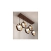 Hexagram 5 Series Brown Solid Wood Cluster Hanging Light