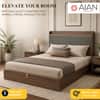AIAN Adel Queen Size Hydraulic Storage Bed in Walnut Colour