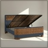 Heritage Cane Upholstered King Size Bed in Linen With Oak wood Frame