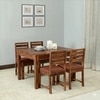 Arbor 4 Seater Dining Set with Cushioned Chairs in Brown Colour