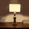 Devansh Off White Cotton Table Lamp With  Wood Natural Base  (7X17.5 Inches)-2