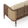 Taran 2 Seater Teak Wood Sofa in Almond Beige Fabric in Sienna Teak finish