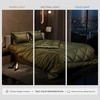 Stoa Paris Comforter Set Double Bed, 300TC Satin Double Bed Comforters in Olive Oasis