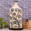 Contemporary Art Hand Painted Glass Shade Table Lamp with Wooden Base
