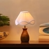 Devansh Off White Vintage Cotton Table Lamp With Wood Natural Base (10X12.5 Inches)-39