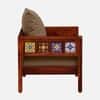 Rangrez Sheesham Wood 1 Seater Sofa in Honey Oak Finish with Beige Cushion