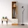 Hexa Red Wooden 1 Door Wardrobe with 2 Drawers Hanging Space in Giant Wood and Frosty White Color