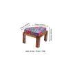 Nashville Sheesham Wood 4 Seater Coffee Table Set In Teak Finish Bird Print Grey Kantha Cushion