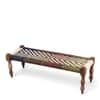 Hamilton Sheesham Wood Vintage 3 Seater Maachi Balcony Bench with 2 Stools in Multi Colour and White