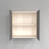 2 Door Mirror Glossy Triple Layered Uv Resistant Handless Cabinet In Grey Finish