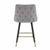 Doe Buck Upholstered Counter Height Bar Stool in Grey Colour with Gold Accents