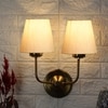 Devansh Metal Electric Wall Light in Gold Colour with off-white Shade Count of 2 Lights