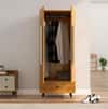 Hexa Red Wooden 2 Door Wardrobe with Drawer and Hanging Space in Giant Wood Colour