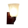 Devansh Solid Wood Electric Wall Light in Brown Colour with White Shade Count of 1 Light