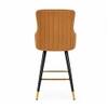 Doe Buck Nolen Upholstered Bar Stool in Brown Colour with Gold Tip Legs