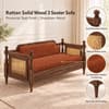 Rattan Solid wood Three Seater sofa in Provincial TeakCopper Orange Colour Fabric