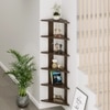 Bluewud Wudville Braine Engineered Wood Wall Mount Corner Shelf, Display Rack, (6 Tringle Shelves - Wenge)