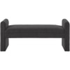 Wooden Twist Soft Hropzy Boucle Upholstered Armrest Ottoman Bench in Dark Grey Colour