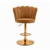 Doe Buck Luxury Brown Velvet Adjustable Bar Stool Chair with Gold Hydraulic Base