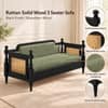 Rattan Solid wood Three Seater sofa in Black FinishSage Green