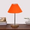 Devansh Orange Cotton Table Lamp With  Natural  Wood Base  & Steel Pipe -(10X16.25 Inches)-30