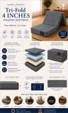 Loom and Needles 3-Layer Tri-Fold Premium HR Support Portable Double Size Mattress 72x48x4 in