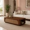 Linden Sheesham Wood Cane Coffee Table in Walnut Finish