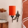 Devansh Metal Electric Wall Light in Antique Gold Colour with Orange Shade Count of 1 Light