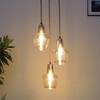 Alita 3 Light Amber Luster Glass Brass Edge Pendant Cluster