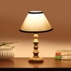 Devansh Multicolor Cotton Table Lamp With  Wood Natural Base (10X10X16) Inches)-33