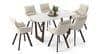 Adria Karara Quitese Top Dining Table With Set Of 6 Bren Swivel Dining Chairs (Colour- Ivory, Finish- Carrara White)